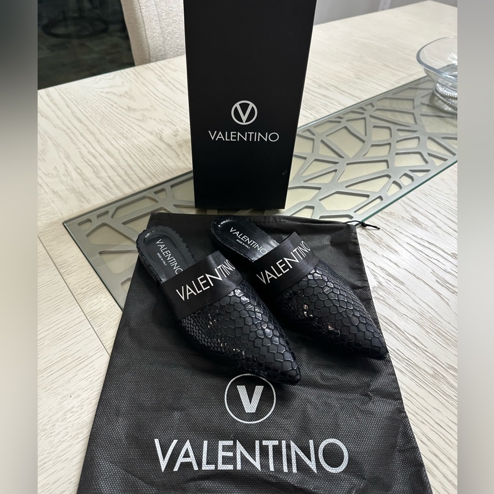 Valentino Black Logo Mules